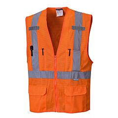 Portwest Us370 Atlanta X Back Hi-Vis Vest, Class 2, Orange, Size Medium