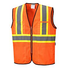 Portwest Us381 Frisco Contrast Vest, Class 2, Orange, Size 3X-Large