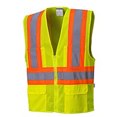Portwest Us371 Tulsa Contrast Hi-Vis Mesh Vest, Class 2, Yellow, Size X-Large