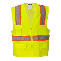 Portwest Us372 Jackson Contrast Hi-Vis Vest, Class 2, Yellow, Size Large