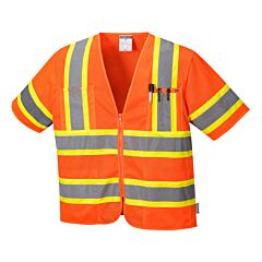 Portwest Us383 Augusta Sleeved Hi-Vis Vest, Class 3, Orange, Size Small