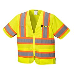 Portwest Us383 Augusta Sleeved Hi-Vis Vest, Class 3, Yellow, Size 4X-Large