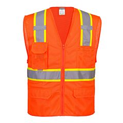 Portwest Us374 Orlando Contrast Mesh Vest, Class 2, Orange, Size Medium