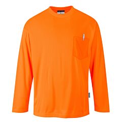 Portwest S579 Non Ansi Pocket Long Sleeve T-Shirt, Orange, Size Medium