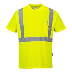 Portwest S190 Hi-Vis Pocket T-Shirt, Class 2, Yellow Tall, Size 5X-Large