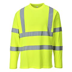 Portwest S278 Cotton Comfort Long Sleeve T-Shirt, Class 3, Yellow, Size 2X-Large