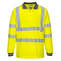 Portwest S277 Hi-Vis Long Sleeve Polo Shirt, Class 3, Yellow Tall, Size 2X-Large