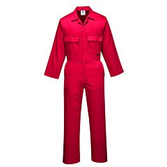 Portwest S999 Euro Work Polycotton Coveralls, Red, Size Large