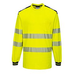 Portwest T185 Pw3 Hi-Vis Long Sleeve T-Shirt, Class 3, Yellow/Black, Size 2X-Large