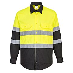 Portwest E066 Two Tone Ansi Long Sleeve Work Shirt, Yellow/Black, Size X-Large
