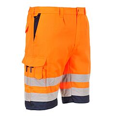 Portwest E043 Hi-Vis Polycotton Shorts, Orange/Navy, Size Medium