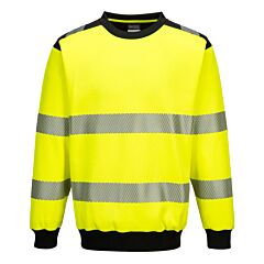 Portwest Pw379 Pw3 Hi-Vis Crew Neck Sweatshirt, Class 3, Yellow/Black, Size Medium