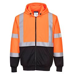 Portwest Ub315 Hi-Vis Two-Tone Zipped Hoodie, Class 2, Orange/Black, Size Small