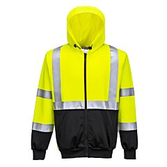 Portwest Ub315 Hi-Vis Two-Tone Zipped Hoodie, Class 3, Yellow/Black, Size 2X-Large