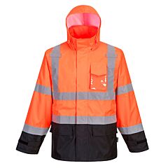 Portwest Us366 Hi-Vis Contrast Rain Jacket, Class 3, Orange/Black, Size Large
