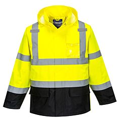Portwest Us366 Hi-Vis Contrast Rain Jacket, Class 3, Yellow/Black, Size 6X-Large