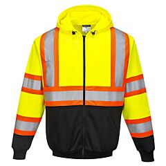 Portwest Ub316 Kansas Zipped Hoodie, Class 3, Yellow/Black, Size 4X-Large