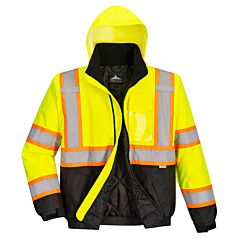 Portwest Us368 Hi-Vis Contrast Tape Bomber Jacket, Class 3, Yellow/Black, Size 5X-Large