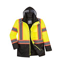 Portwest Us369 Hi-Vis Contrast Tape Traffic Jacket, Class 3, Yellow/Black, Size 5X-Large