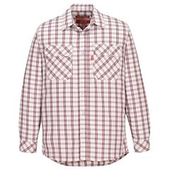 Portwest Ufr97 Bizflame 88/12 Fr Plaid Shirt, White, Size Medium