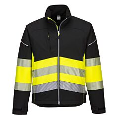 Portwest Pw375 Pw3 Hi-Vis Class 1 Softshell Jacket, Type O Class 1, Black/Yellow, Size X-Large