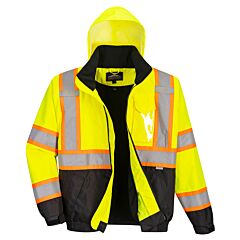 Portwest Us367 Hi-Vis 2-In-1 Contrast Tape Bomber Jacket, Class 3, Yellow/Black, Size X-Large