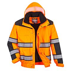 Portwest Uc466 Hi-Vis Classic Bomber Jacket, Class 3, Orange/Black, Size Large