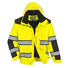 Portwest Uc466 Hi-Vis Classic Bomber Jacket, Class 3, Yellow/Black, Size 6X-Large