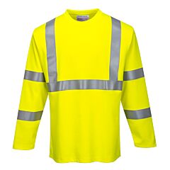 Portwest Fr96 Fr Hi-Vis Long Sleeve T-Shirt, Class 3, Yellow, Size 4X-Large