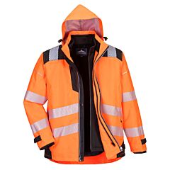 Portwest Pw365 Pw3 Hi-Vis 3-In-1 Jacket, Class 3, Orange/Black, Size 2X-Large