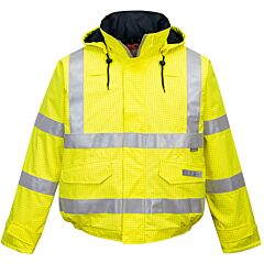 Portwest Us773 Bizflame Rain Hi-Vis Antistatic Fr Bomber Jacket, Yellow, Size 2X-Large