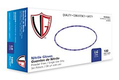 Vguard A17A13 4 Mil Nitrile Industrial Gloves, Powder-Free, Blue, Size Large