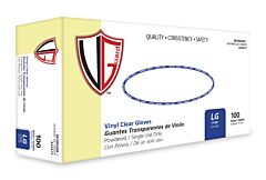 Vguard A22A12 3 Mil Vinyl Industrial Gloves, Powdered, Clear, Size Medium