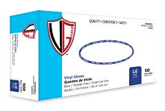 Vguard A23A23 3 Mil Vinyl Industrial Gloves, Powder-Free, Blue, Size Large