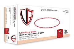 Vguard A31A12 5.5 Mil Latex Exam Gloves, Powder-Free, Cream, Size Medium