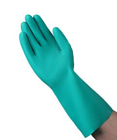 Vguard C11A28 11 Mil Green Nitrile Gloves, Unlined, 13" Cuff, Size Medium