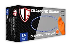 Vguard A1Ga63 8 Mil Nitrile Diamond Textured Industrial Gloves, Powder-Free, Orange, Size Large