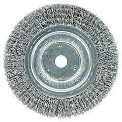 Weiler 02325 Wolverine 6" Medium Face Bench Grinder Wheel, .014" Crimped Steel Wire Fill, 5/8"-1/2" Arbor Hole