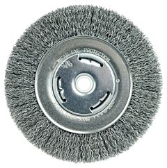 Weiler 06645 Wide-Face Crimped Wire Wheel, 6 In Dia. X 7/8 In W, 0.014 In Steel Wire, 6000 Rpm