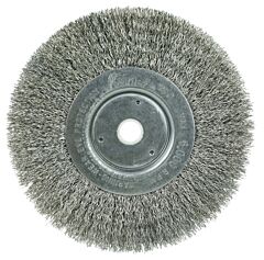 Weiler 01705 Narrow Face Crimped Wire Wheel, 6 In Dia X 3/4 In W Face, 0.0118 In Stainless Steel Wire, 6000 Rpm