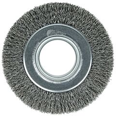 Weiler 03070 Wide-Face Crimped Wire Wheel, 6 In Dia. X 1 1/4 In W, 0.014 In Steel, 6,000 Rpm