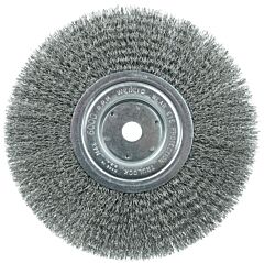 Weiler 01155 Narrow Face Crimped Wire Wheel, 8 In D X 3/4 In W, .0104 Steel Wire, 6,000 Rpm