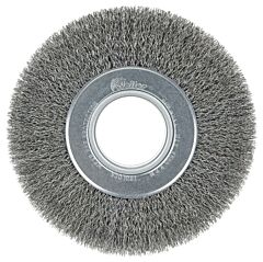 Weiler 03100 Wide-Face Crimped Wire Wheel, 7 In Dia. X 1 1/4 In W, 0.014 In Steel, 6,000 Rpm