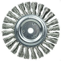 Weiler 08325 Standard Twist Knot Wire Wheel, 6 In D X 1/2 In W, .0118 Stainless Steel Wire