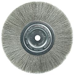 Weiler 01775 8" Narrow Face Crimped Wire Wheel, .006" Stainless Steel Fill, 5/8" Arbor Hole