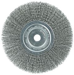Weiler 01178 Narrow Face Crimped Wire Wheel, 8 In Dia X 3/4 In W, 0.014 In Steel Wire, 6000 Rpm
