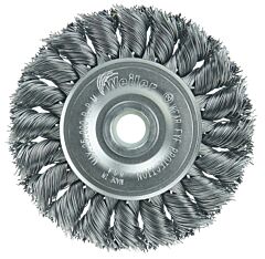 Weiler 08014 Standard Twist Knot Wire Wheel, 3 In Dia X 3/8 In W Face, 0.014 In Steel Wire, 25000 Rpm