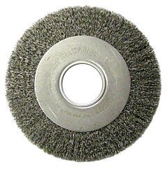 Weiler 06490 Medium-Face Crimped Wire Wheel, 8 In Dia X 1 In W Face, 0.0118 In Stainless Steel Wire, 4500 Rpm