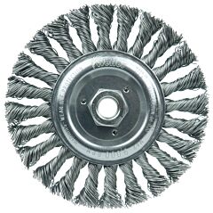 Weiler 08106 Standard Twist Knot Wire Wheel, 6 In Dia X 1/2 In W Face, 0.023 In Steel Wire, 9000 Rpm