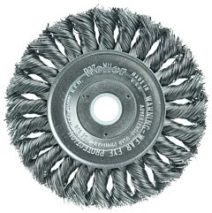 Weiler 08045 Standard Twist Knot Wire Wheel, 4 In D X 1/2 In W, .014 In Steel, 5/8-1/2 Arbor